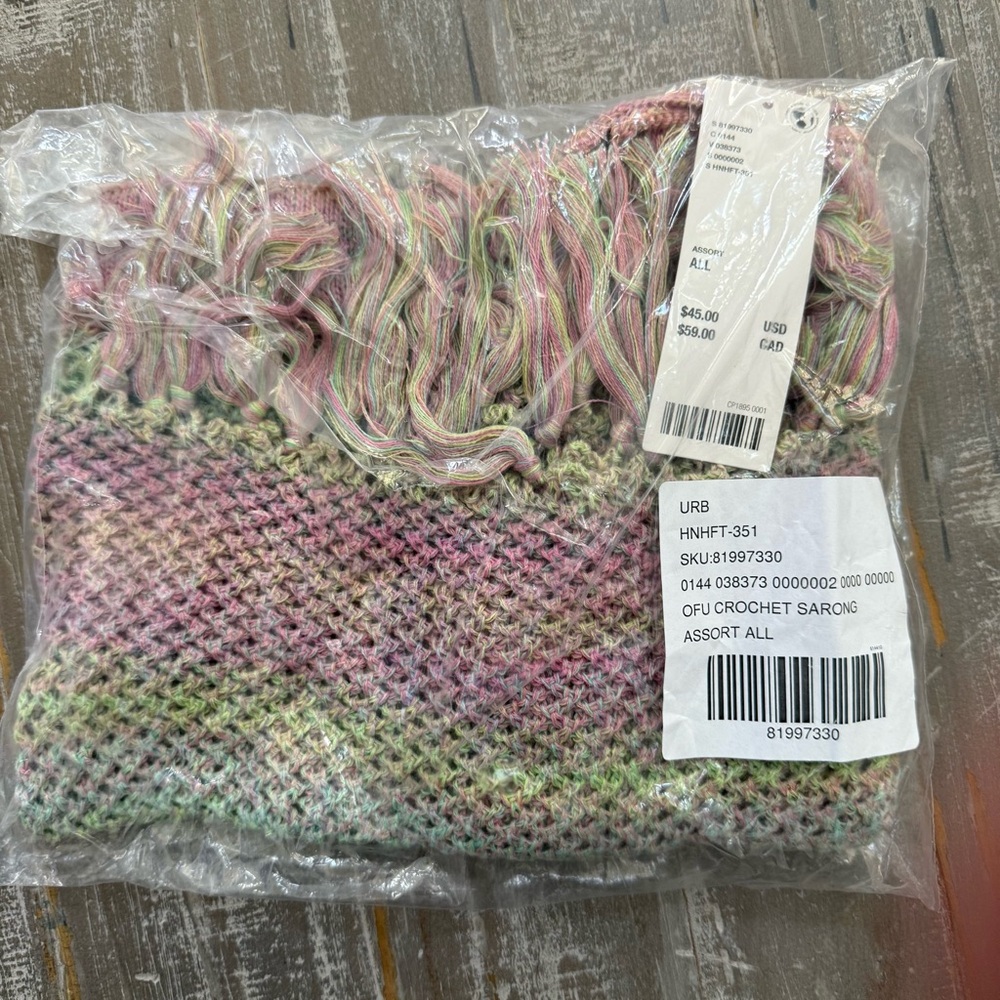 🆕 UO Out From Under Crochet Sarong Purple Rainbow Boho Swim Cover-Up - Picture 5 of 6
